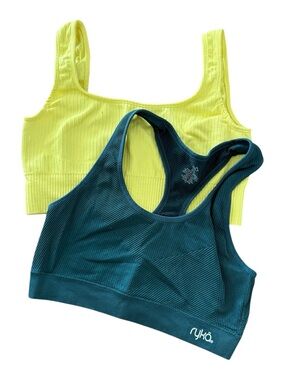 Ribbed Sports Bras bundle - Teal and Neon Yellow